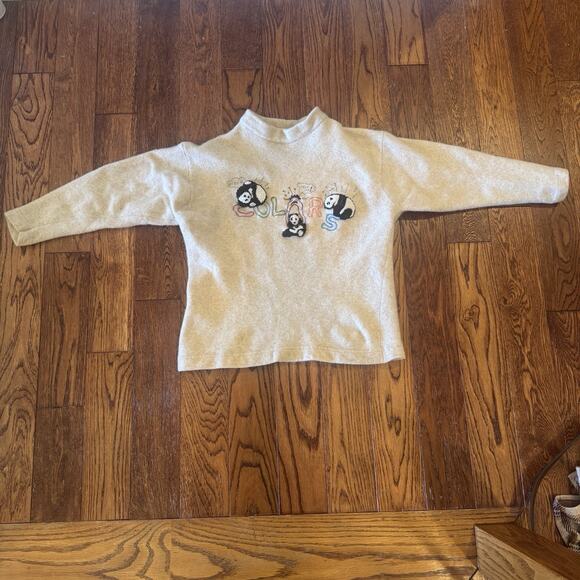 VTG United Colors of Benetton Womens 34" Lambswool Short Sweater 90's Panda - Picture 2 of 16